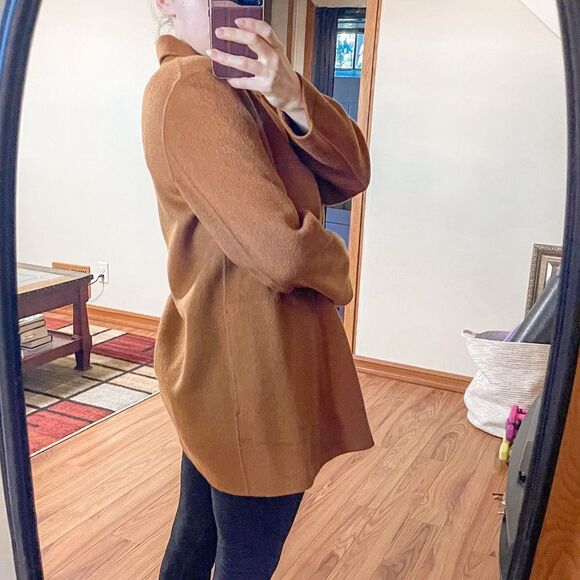 Theory Sileena Winsome 2 Wool Wrap Jacket Camel L - Picture 3 of 9